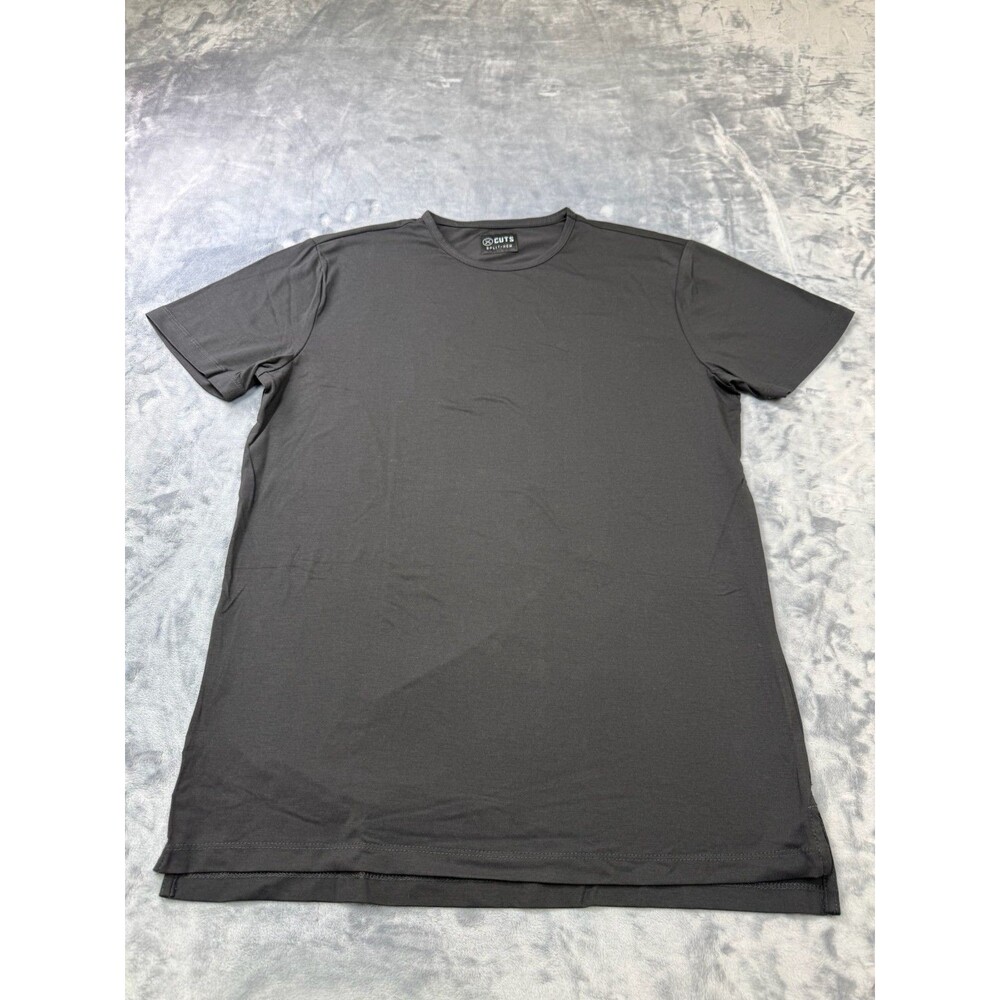 CUTS Clothing Split-Hem Crewneck T-Shirt Mens Medium Black Pyca Pro NWOT